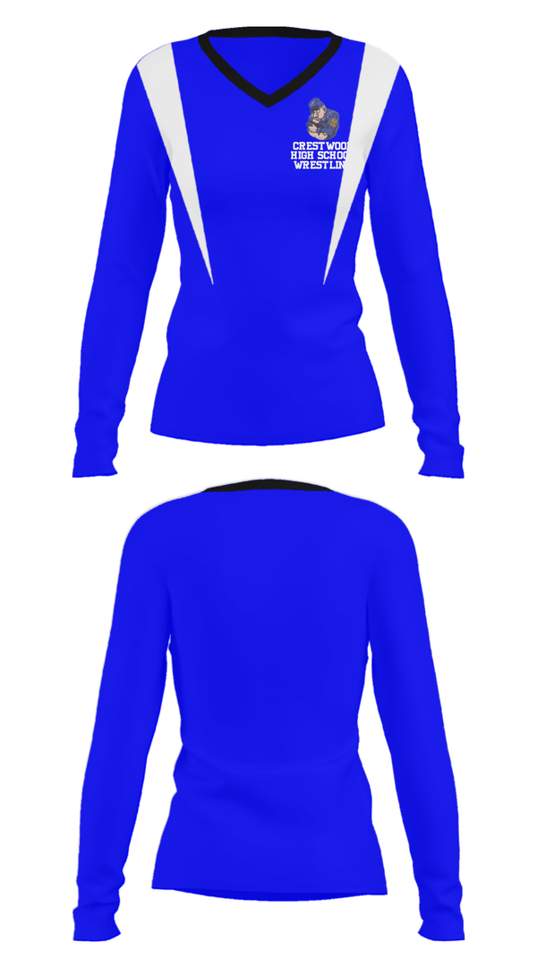 Women's Long Sleeve Vneck Shirt, Crestwood High School Wrestling, Wrestling, Teamtime, Team time, sublimation, custom sports apparel, team uniforms, spirit wear, spiritwear, sports uniforms, custom shirts, team store, custom team store, fundraiser sports, apparel fundraiser