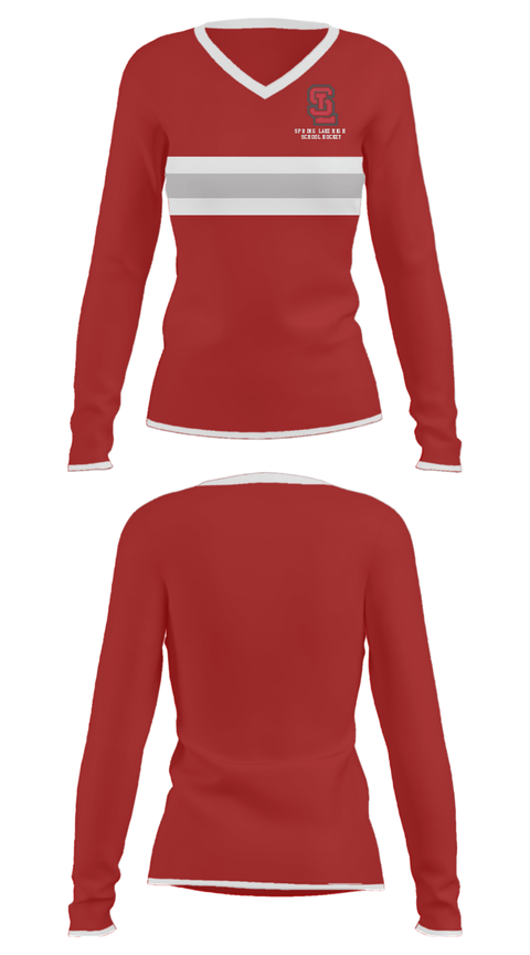 Women's Long Sleeve Vneck Shirt, Spring Lake High School Hockey, Ice Hockey, Teamtime, Team time, sublimation, custom sports apparel, team uniforms, spirit wear, spiritwear, sports uniforms, custom shirts, team store, custom team store, fundraiser sports, apparel fundraiser