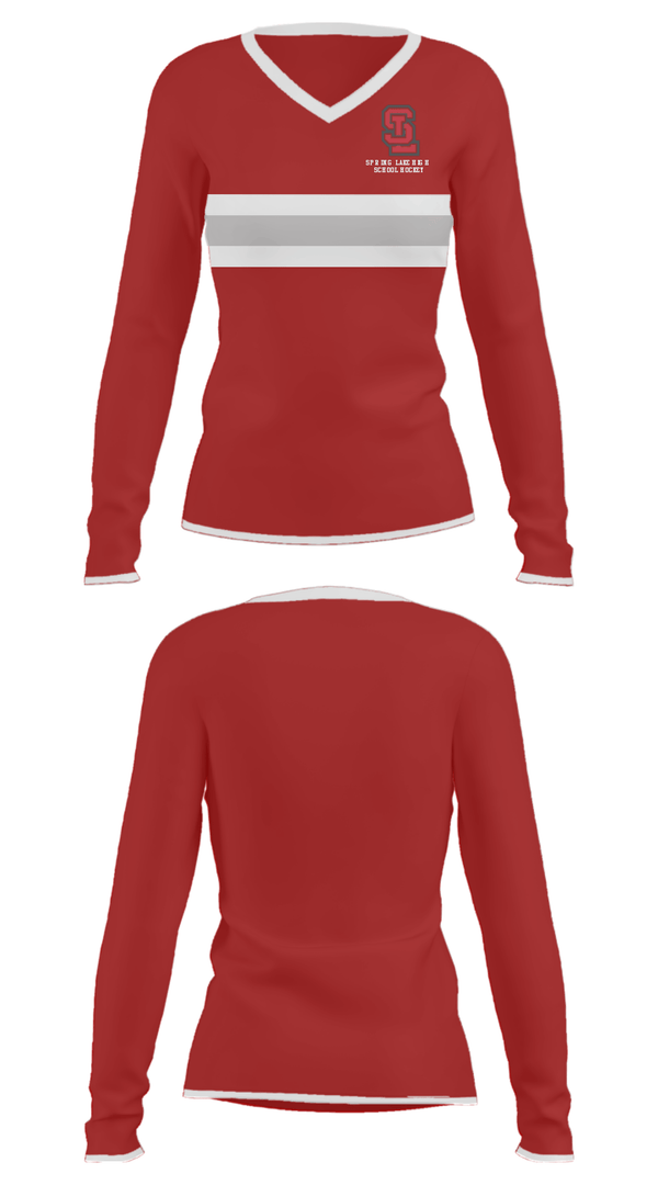 Women's Long Sleeve Vneck Shirt, Spring Lake High School Hockey, Ice Hockey, Teamtime, Team time, sublimation, custom sports apparel, team uniforms, spirit wear, spiritwear, sports uniforms, custom shirts, team store, custom team store, fundraiser sports, apparel fundraiser