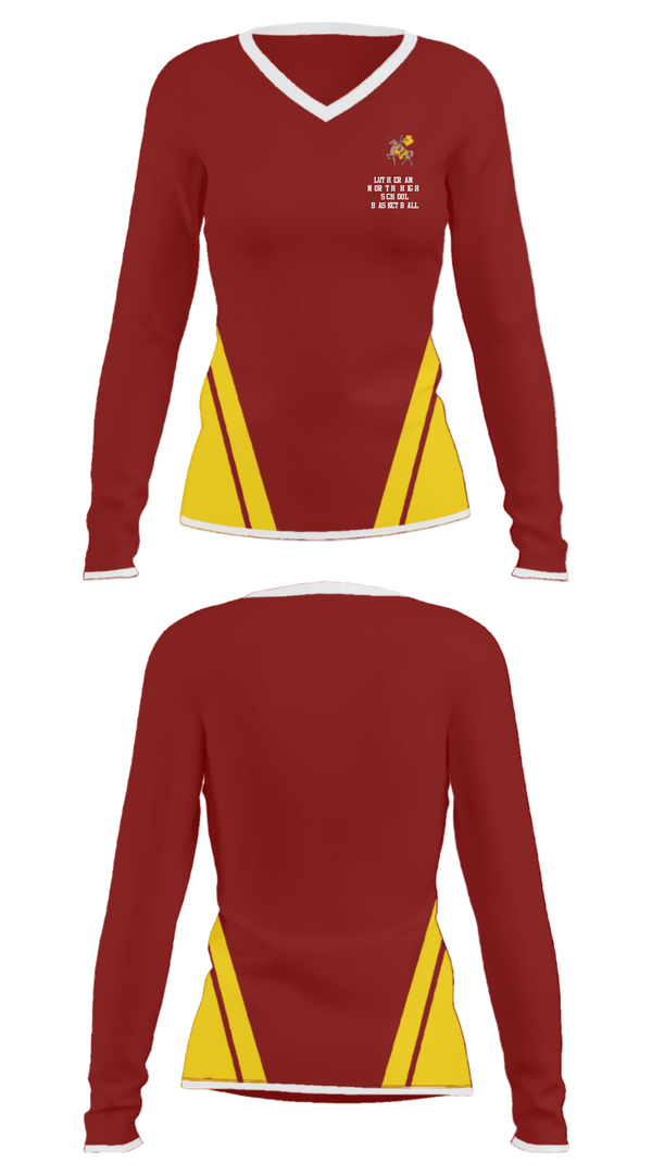 Women's Long Sleeve Vneck Shirt, Lutheran North High School Basketball, Women's Basketball, Teamtime, Team time, sublimation, custom sports apparel, team uniforms, spirit wear, spiritwear, sports uniforms, custom shirts, team store, custom team store, fundraiser sports, apparel fundraiser