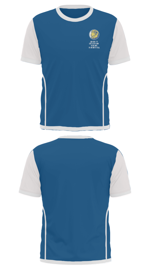 Short Sleeve Performance Shirt, Liberty Christian School Basketball, Men's Basketball, Teamtime, Team time, sublimation, custom sports apparel, team uniforms, spirit wear, spiritwear, sports uniforms, custom shirts, team store, custom team store, fundraiser sports, apparel fundraiser