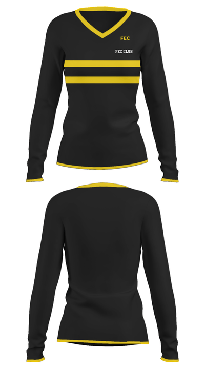 FEC club 32596348 Women's Long Sleeve V-neck Shirt - 24