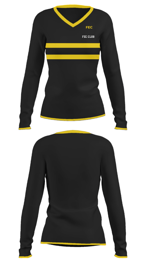Women's Long Sleeve Vneck Shirt, FEC club, , Teamtime, Team time, sublimation, custom sports apparel, team uniforms, spirit wear, spiritwear, sports uniforms, custom shirts, team store, custom team store, fundraiser sports, apparel fundraiser