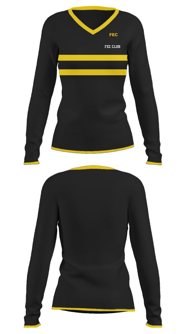 Women's Long Sleeve Vneck Shirt, FEC club, , Teamtime, Team time, sublimation, custom sports apparel, team uniforms, spirit wear, spiritwear, sports uniforms, custom shirts, team store, custom team store, fundraiser sports, apparel fundraiser