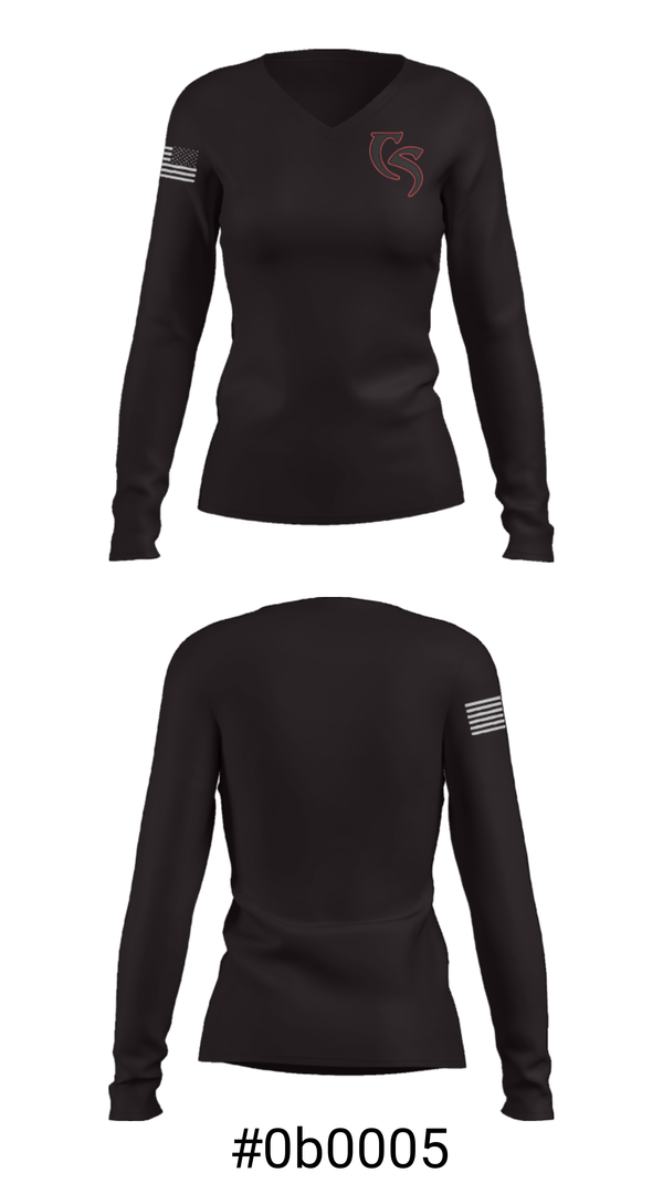 Women's Long Sleeve Vneck Shirt, Cave Spring High School, Spirit Store, Teamtime, Team time, sublimation, custom sports apparel, team uniforms, spirit wear, spiritwear, sports uniforms, custom shirts, team store, custom team store, fundraiser sports, apparel fundraiser