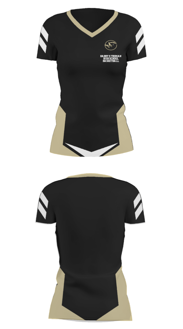 Women's Short Sleeve Vneck Shirt, Harry S Truman High School Basketball, Women's Basketball, Teamtime, Team time, sublimation, custom sports apparel, team uniforms, spirit wear, spiritwear, sports uniforms, custom shirts, team store, custom team store, fundraiser sports, apparel fundraiser