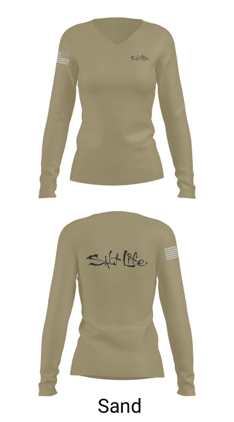 Women's Long Sleeve Vneck Shirt, , Army, Teamtime, Team time, sublimation, custom sports apparel, team uniforms, spirit wear, spiritwear, sports uniforms, custom shirts, team store, custom team store, fundraiser sports, apparel fundraiser