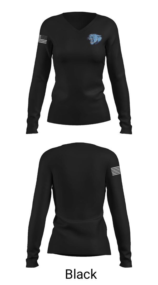 Women's Long Sleeve Vneck Shirt, Crow High School, Spirit Store, Teamtime, Team time, sublimation, custom sports apparel, team uniforms, spirit wear, spiritwear, sports uniforms, custom shirts, team store, custom team store, fundraiser sports, apparel fundraiser