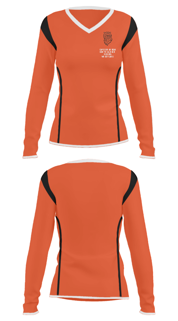 Women's Long Sleeve Vneck Shirt, Cape Girardeau Central High School Wrestling, Wrestling, Teamtime, Team time, sublimation, custom sports apparel, team uniforms, spirit wear, spiritwear, sports uniforms, custom shirts, team store, custom team store, fundraiser sports, apparel fundraiser