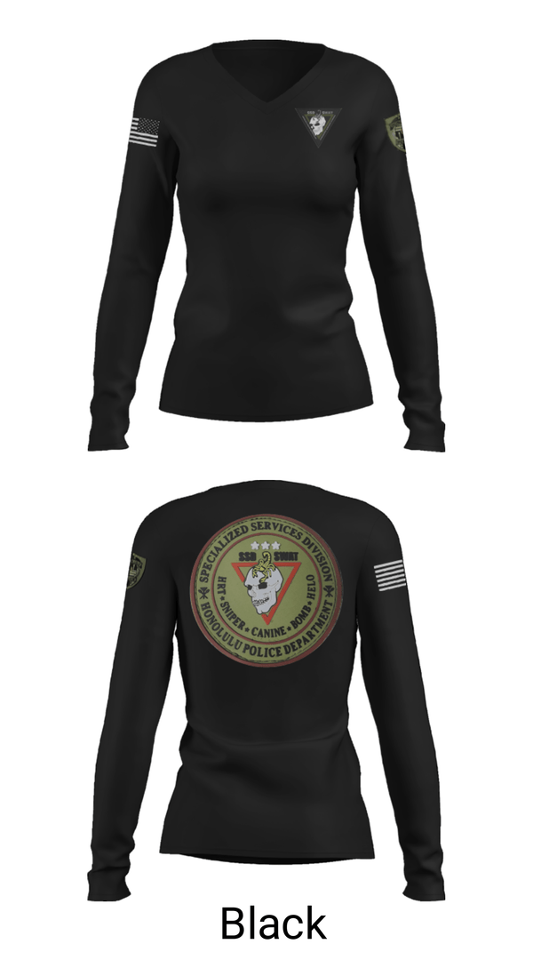 Women's Long Sleeve Vneck Shirt, SSD, Police, Teamtime, Team time, sublimation, custom sports apparel, team uniforms, spirit wear, spiritwear, sports uniforms, custom shirts, team store, custom team store, fundraiser sports, apparel fundraiser