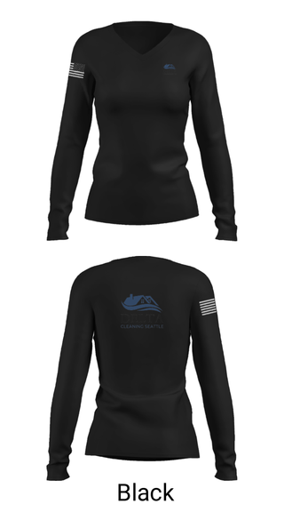 Women's Long Sleeve Vneck Shirt, Delta cleaning LLC, , Teamtime, Team time, sublimation, custom sports apparel, team uniforms, spirit wear, spiritwear, sports uniforms, custom shirts, team store, custom team store, fundraiser sports, apparel fundraiser
