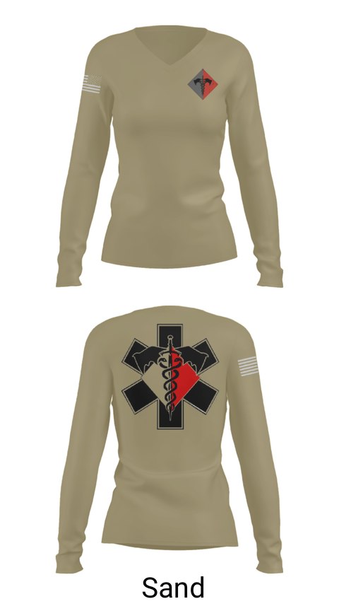 Women's Long Sleeve Vneck Shirt, , Army, Teamtime, Team time, sublimation, custom sports apparel, team uniforms, spirit wear, spiritwear, sports uniforms, custom shirts, team store, custom team store, fundraiser sports, apparel fundraiser