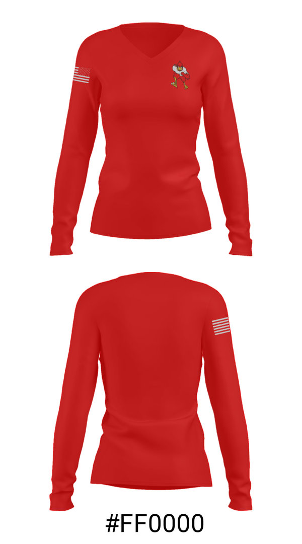 Women's Long Sleeve Vneck Shirt, Henry-Senachwine Grade School, Spirit Store, Teamtime, Team time, sublimation, custom sports apparel, team uniforms, spirit wear, spiritwear, sports uniforms, custom shirts, team store, custom team store, fundraiser sports, apparel fundraiser