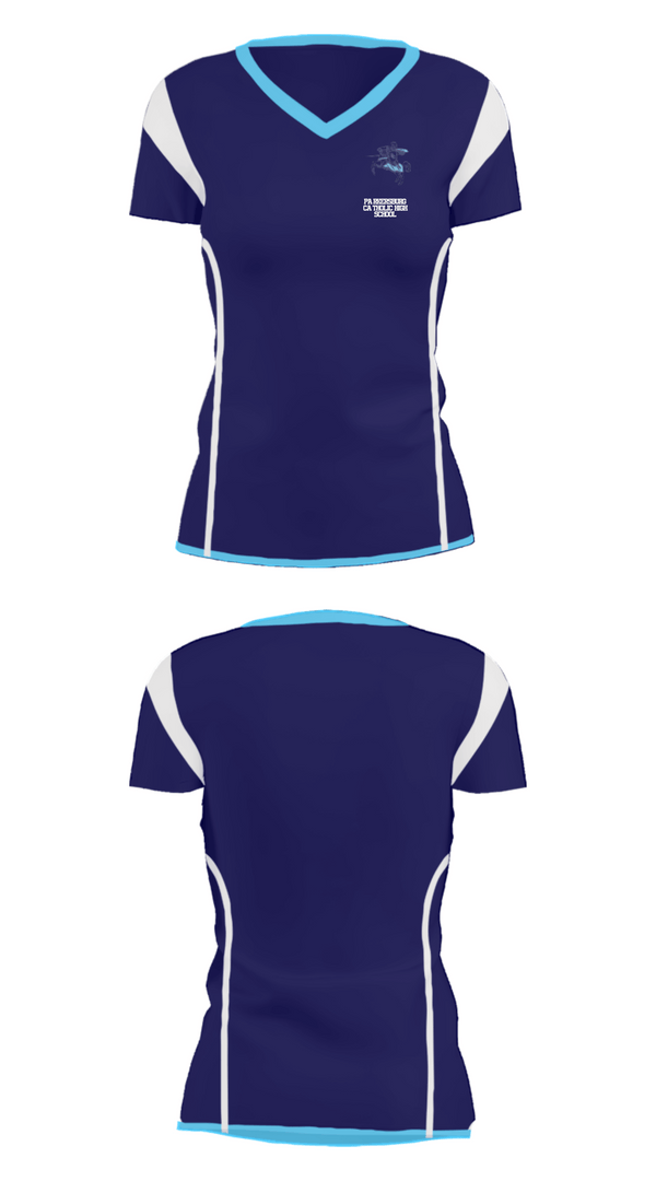 Women's Short Sleeve Vneck Shirt, Parkersburg Catholic High School, Spirit Store, Teamtime, Team time, sublimation, custom sports apparel, team uniforms, spirit wear, spiritwear, sports uniforms, custom shirts, team store, custom team store, fundraiser sports, apparel fundraiser