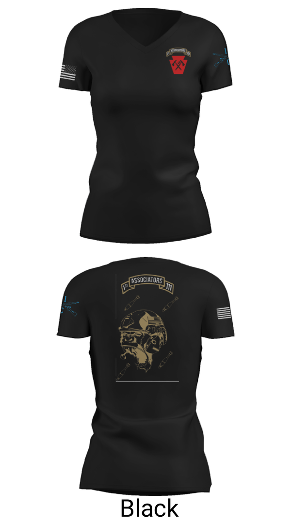Women's Short Sleeve Vneck Shirt, 1-111th IN BN 38506759, Army, Teamtime, Team time, sublimation, custom sports apparel, team uniforms, spirit wear, spiritwear, sports uniforms, custom shirts, team store, custom team store, fundraiser sports, apparel fundraiser
