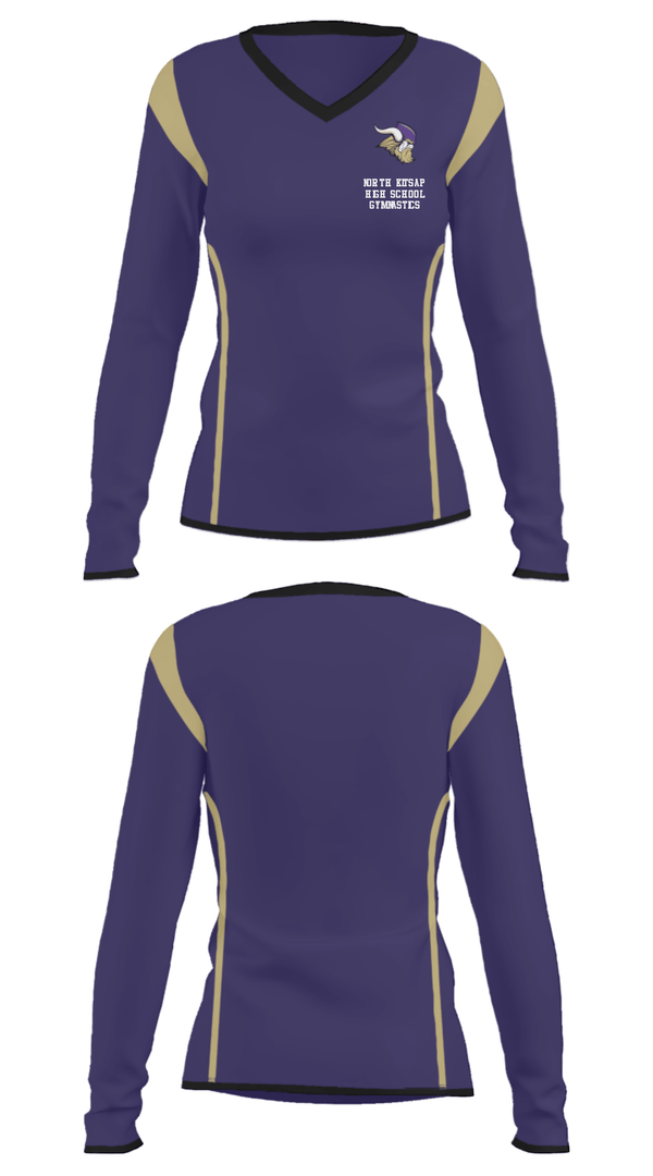 Women's Long Sleeve Vneck Shirt, North Kitsap High School Gymnastics, Spirit Store, Teamtime, Team time, sublimation, custom sports apparel, team uniforms, spirit wear, spiritwear, sports uniforms, custom shirts, team store, custom team store, fundraiser sports, apparel fundraiser