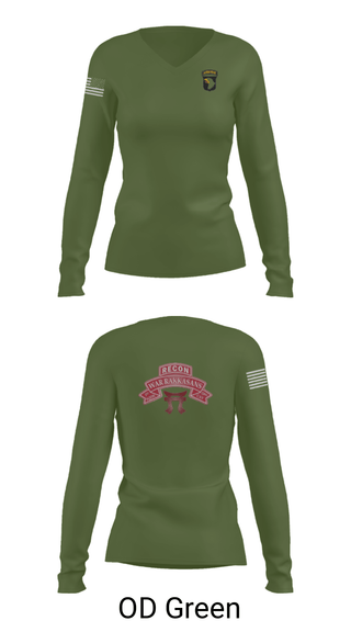 Women's Long Sleeve Vneck Shirt, 1-33 CAV, Army, Teamtime, Team time, sublimation, custom sports apparel, team uniforms, spirit wear, spiritwear, sports uniforms, custom shirts, team store, custom team store, fundraiser sports, apparel fundraiser