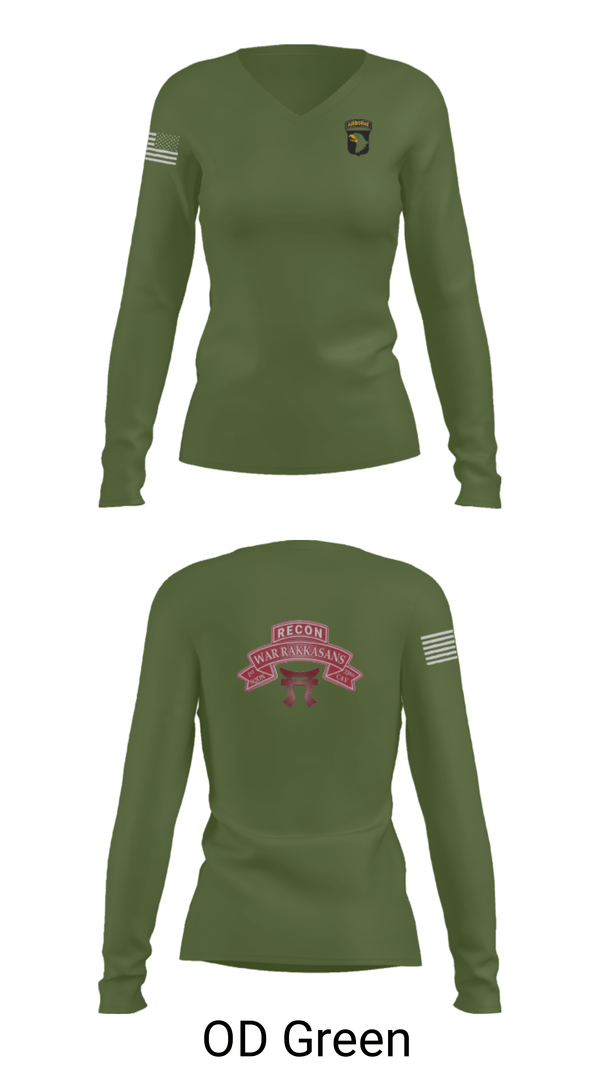 Women's Long Sleeve Vneck Shirt, 1-33 CAV, Army, Teamtime, Team time, sublimation, custom sports apparel, team uniforms, spirit wear, spiritwear, sports uniforms, custom shirts, team store, custom team store, fundraiser sports, apparel fundraiser