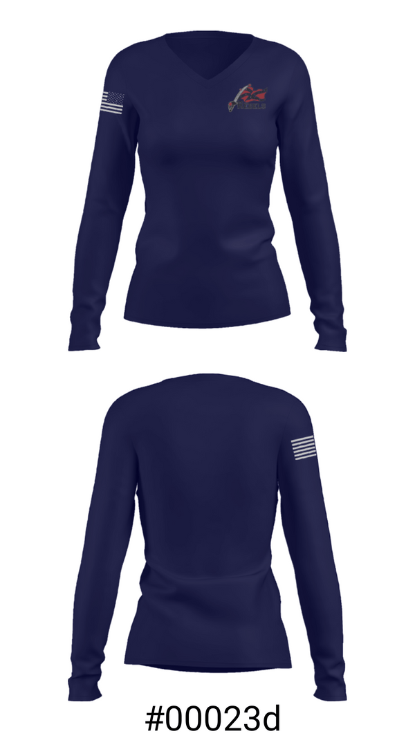 Women's Long Sleeve Vneck Shirt, Hurley High school, Spirit Store, Teamtime, Team time, sublimation, custom sports apparel, team uniforms, spirit wear, spiritwear, sports uniforms, custom shirts, team store, custom team store, fundraiser sports, apparel fundraiser
