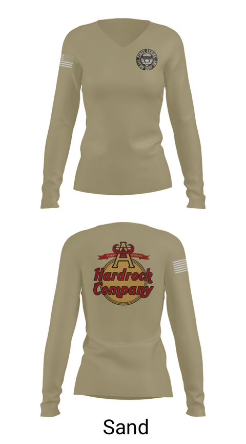 Women's Long Sleeve Vneck Shirt, Hardrock Company, Army, Teamtime, Team time, sublimation, custom sports apparel, team uniforms, spirit wear, spiritwear, sports uniforms, custom shirts, team store, custom team store, fundraiser sports, apparel fundraiser