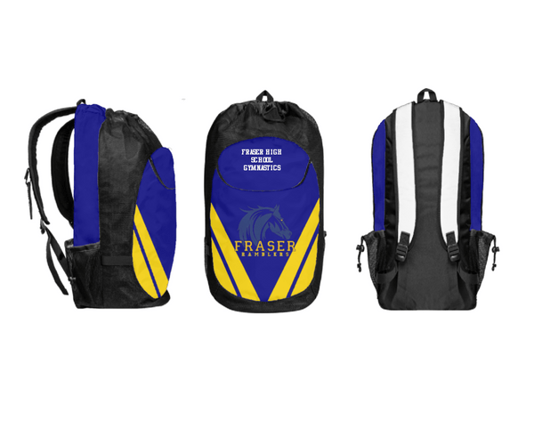 Gear Bag, Fraser High School Gymnastics, Spirit Store, Teamtime, Team time, sublimation, custom sports apparel, team uniforms, spirit wear, spiritwear, sports uniforms, custom shirts, team store, custom team store, fundraiser sports, apparel fundraiser