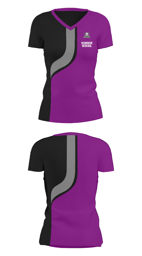 Women's Short Sleeve Vneck Shirt, Monroe School, Spirit Store, Teamtime, Team time, sublimation, custom sports apparel, team uniforms, spirit wear, spiritwear, sports uniforms, custom shirts, team store, custom team store, fundraiser sports, apparel fundraiser