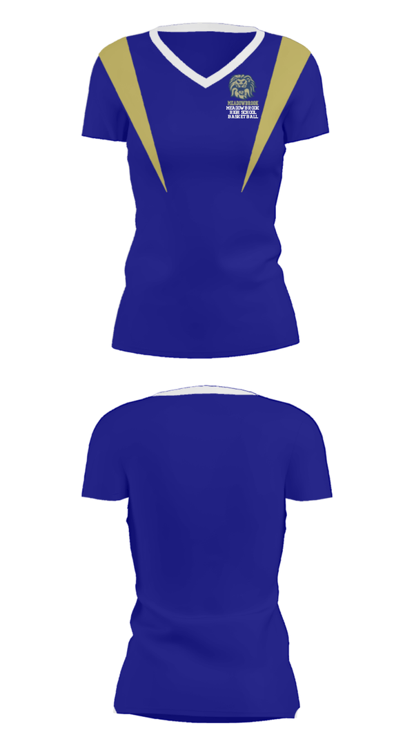 Women's Short Sleeve Vneck Shirt, Meadowbrook High School Basketball, Women's Basketball, Teamtime, Team time, sublimation, custom sports apparel, team uniforms, spirit wear, spiritwear, sports uniforms, custom shirts, team store, custom team store, fundraiser sports, apparel fundraiser
