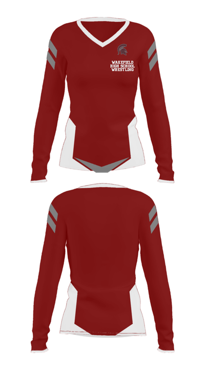 Wakefield High School Wrestling 75213436 Women's Long Sleeve V-neck Shirt - 31