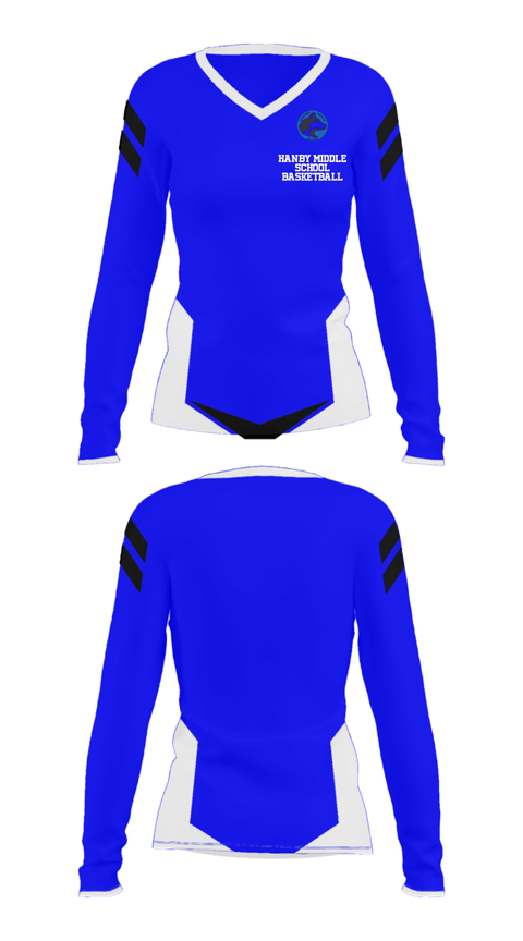 Women's Long Sleeve Vneck Shirt, Hanby Middle School Basketball, Women's Basketball, Teamtime, Team time, sublimation, custom sports apparel, team uniforms, spirit wear, spiritwear, sports uniforms, custom shirts, team store, custom team store, fundraiser sports, apparel fundraiser