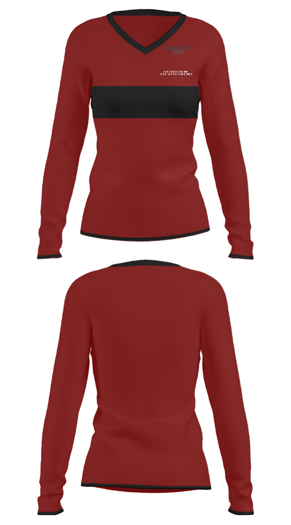 Women's Long Sleeve Vneck Shirt, Concordia Lutheran High School Gymnastics, Spirit Store, Teamtime, Team time, sublimation, custom sports apparel, team uniforms, spirit wear, spiritwear, sports uniforms, custom shirts, team store, custom team store, fundraiser sports, apparel fundraiser