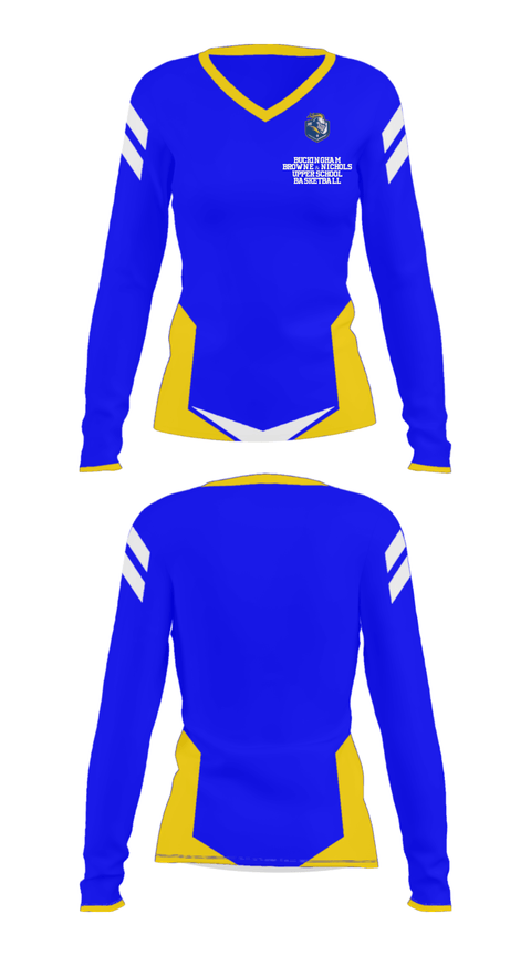 Women's Long Sleeve Vneck Shirt, Buckingham Browne & Nichols Upper School  Basketball, Men's Basketball, Teamtime, Team time, sublimation, custom sports apparel, team uniforms, spirit wear, spiritwear, sports uniforms, custom shirts, team store, custom team store, fundraiser sports, apparel fundraiser