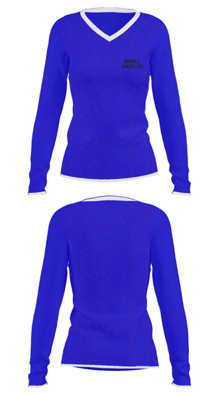 Women's Long Sleeve Vneck Shirt, RUSSELL WRESTLING, Wrestling, Teamtime, Team time, sublimation, custom sports apparel, team uniforms, spirit wear, spiritwear, sports uniforms, custom shirts, team store, custom team store, fundraiser sports, apparel fundraiser