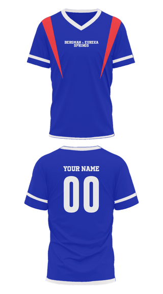 Mens Soccer Jersey, Bergman & Eureka Springs, Men's Soccer, Teamtime, Team time, sublimation, custom sports apparel, team uniforms, spirit wear, spiritwear, sports uniforms, custom shirts, team store, custom team store, fundraiser sports, apparel fundraiser