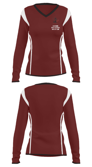 Women's Long Sleeve Vneck Shirt, Bayonne High School Wrestling, Wrestling, Teamtime, Team time, sublimation, custom sports apparel, team uniforms, spirit wear, spiritwear, sports uniforms, custom shirts, team store, custom team store, fundraiser sports, apparel fundraiser