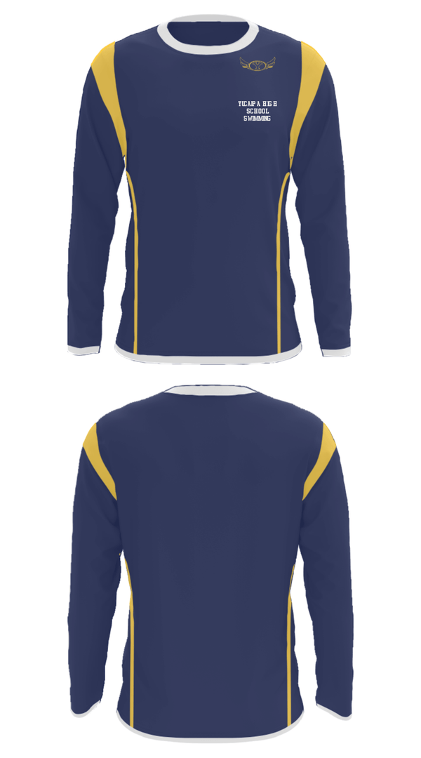 Long Sleeve Performance Shirt, Yucaipa High School Swimming, Swimming, Teamtime, Team time, sublimation, custom sports apparel, team uniforms, spirit wear, spiritwear, sports uniforms, custom shirts, team store, custom team store, fundraiser sports, apparel fundraiser