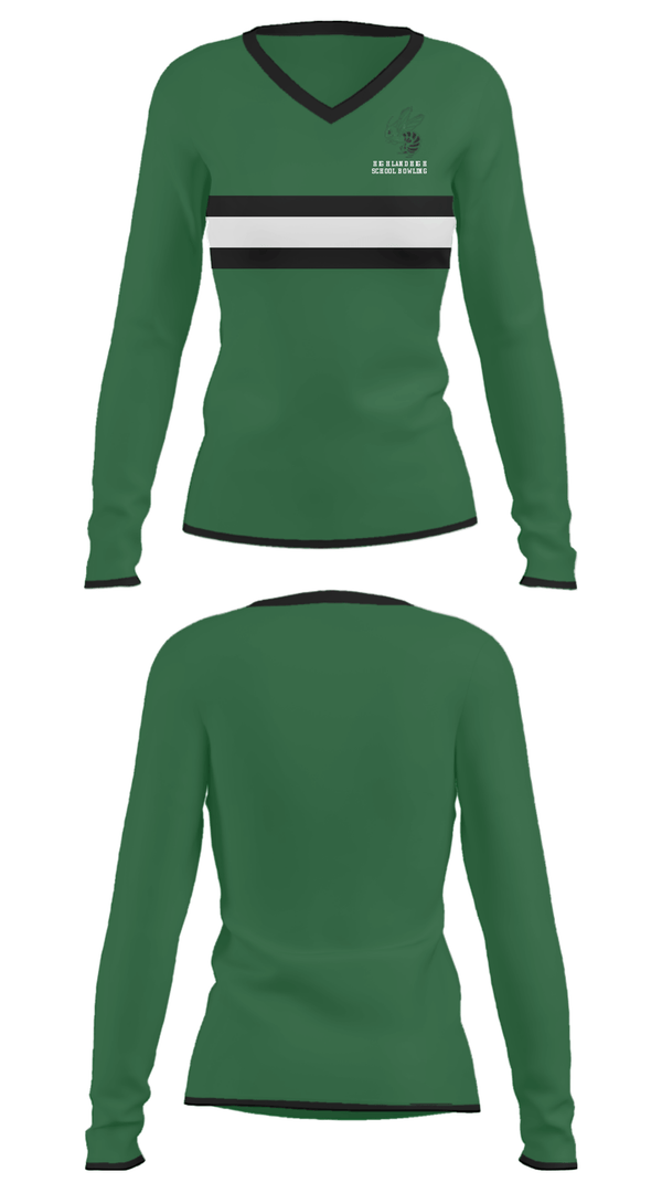 Women's Long Sleeve Vneck Shirt, Highland High School Bowling, Bowling, Teamtime, Team time, sublimation, custom sports apparel, team uniforms, spirit wear, spiritwear, sports uniforms, custom shirts, team store, custom team store, fundraiser sports, apparel fundraiser