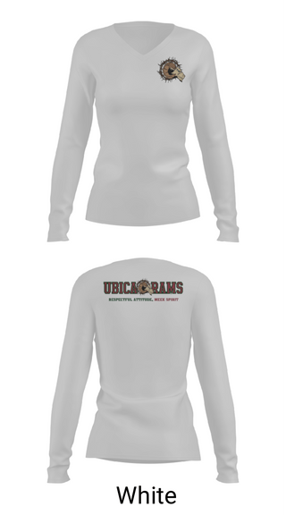 Women's Long Sleeve Vneck Shirt, Ubic Academy, Spirit Store, Teamtime, Team time, sublimation, custom sports apparel, team uniforms, spirit wear, spiritwear, sports uniforms, custom shirts, team store, custom team store, fundraiser sports, apparel fundraiser
