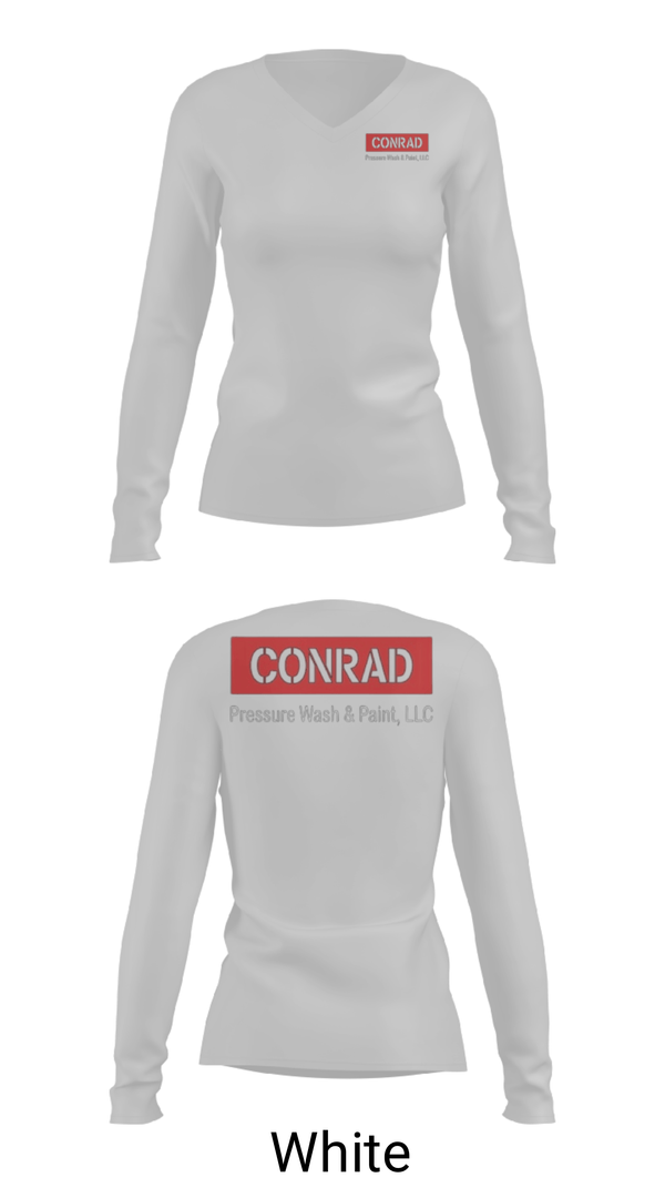 Women's Long Sleeve Vneck Shirt, Conrad Pressure Wash & Paint, , Teamtime, Team time, sublimation, custom sports apparel, team uniforms, spirit wear, spiritwear, sports uniforms, custom shirts, team store, custom team store, fundraiser sports, apparel fundraiser