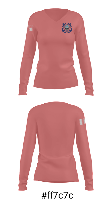 Women's Long Sleeve Vneck Shirt, , Coast Guard, Teamtime, Team time, sublimation, custom sports apparel, team uniforms, spirit wear, spiritwear, sports uniforms, custom shirts, team store, custom team store, fundraiser sports, apparel fundraiser