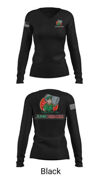 Women's Long Sleeve Vneck Shirt, Junk Heroes, , Teamtime, Team time, sublimation, custom sports apparel, team uniforms, spirit wear, spiritwear, sports uniforms, custom shirts, team store, custom team store, fundraiser sports, apparel fundraiser
