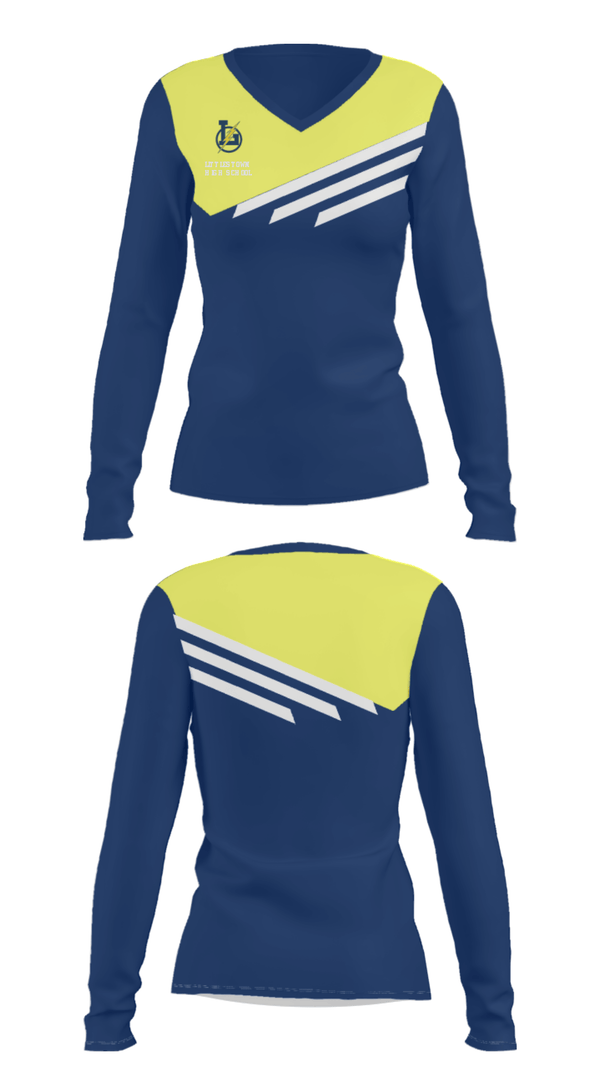 Women's Long Sleeve Vneck Shirt, Littlestown High School, Spirit Store, Teamtime, Team time, sublimation, custom sports apparel, team uniforms, spirit wear, spiritwear, sports uniforms, custom shirts, team store, custom team store, fundraiser sports, apparel fundraiser