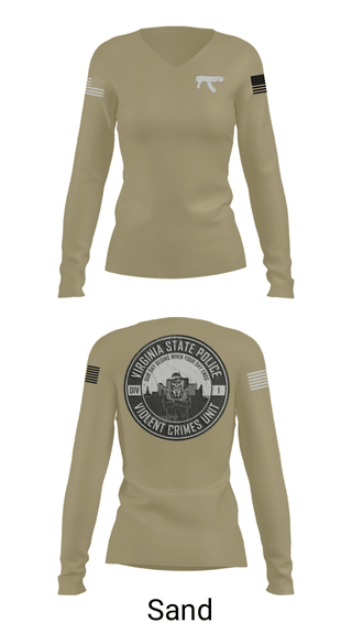 Women's Long Sleeve Vneck Shirt, Violent Crimes Unit, Police, Teamtime, Team time, sublimation, custom sports apparel, team uniforms, spirit wear, spiritwear, sports uniforms, custom shirts, team store, custom team store, fundraiser sports, apparel fundraiser
