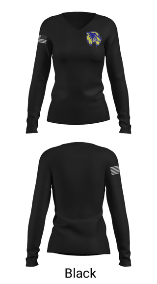 Women's Long Sleeve Vneck Shirt, Quitman High School, Spirit Store, Teamtime, Team time, sublimation, custom sports apparel, team uniforms, spirit wear, spiritwear, sports uniforms, custom shirts, team store, custom team store, fundraiser sports, apparel fundraiser