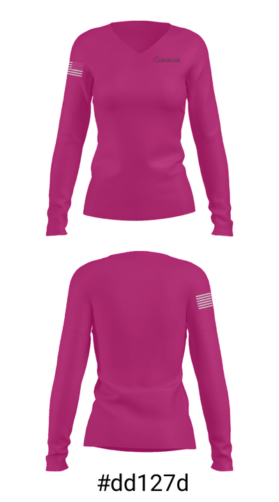 Lady Spartans Elite Basketball 8176620 Women's Long Sleeve V-neck Shirt - 20