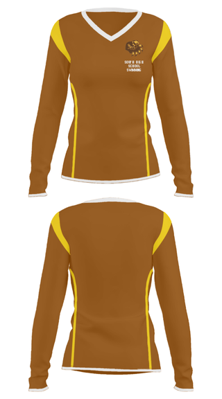 Women's Long Sleeve Vneck Shirt, South High School Swimming, Swimming, Teamtime, Team time, sublimation, custom sports apparel, team uniforms, spirit wear, spiritwear, sports uniforms, custom shirts, team store, custom team store, fundraiser sports, apparel fundraiser