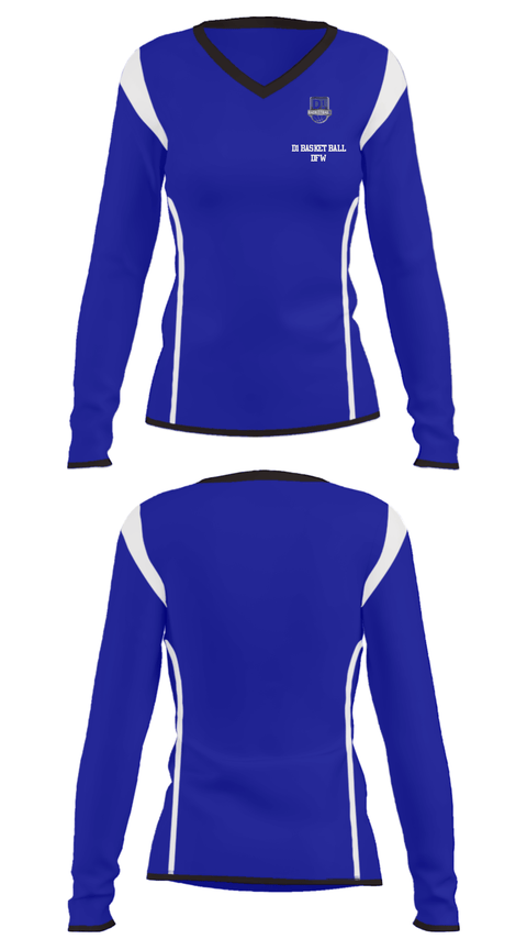 Women's Long Sleeve Vneck Shirt, D1 Basketball DFW, Men's Basketball, Teamtime, Team time, sublimation, custom sports apparel, team uniforms, spirit wear, spiritwear, sports uniforms, custom shirts, team store, custom team store, fundraiser sports, apparel fundraiser