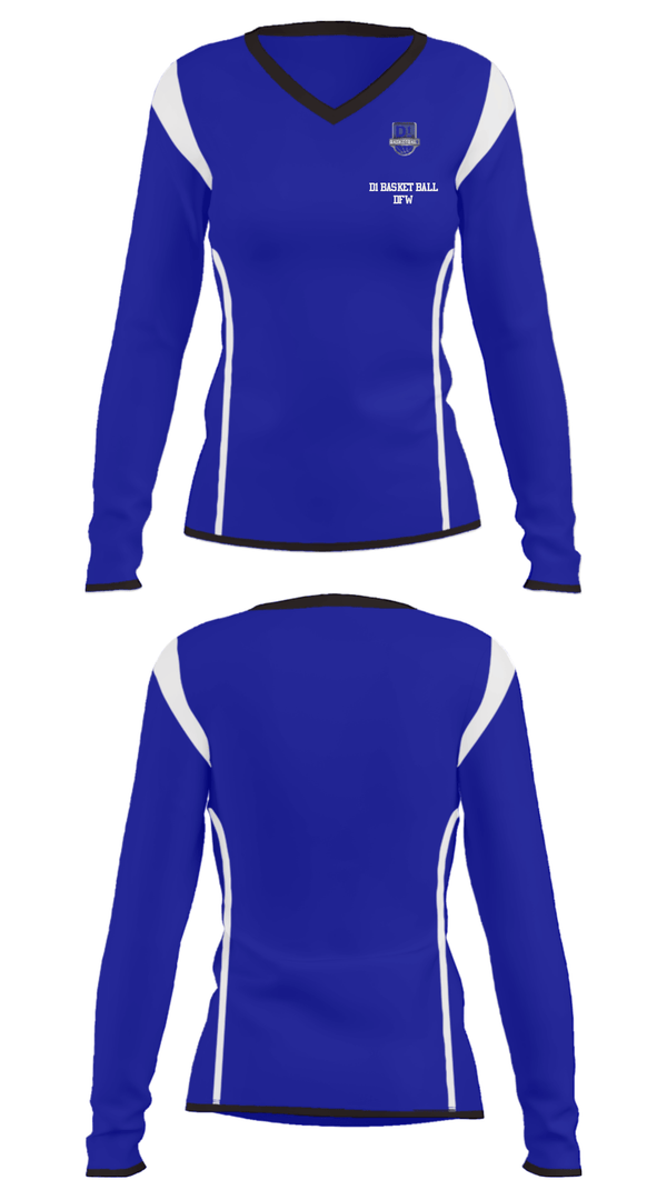 Women's Long Sleeve Vneck Shirt, D1 Basketball DFW, Men's Basketball, Teamtime, Team time, sublimation, custom sports apparel, team uniforms, spirit wear, spiritwear, sports uniforms, custom shirts, team store, custom team store, fundraiser sports, apparel fundraiser
