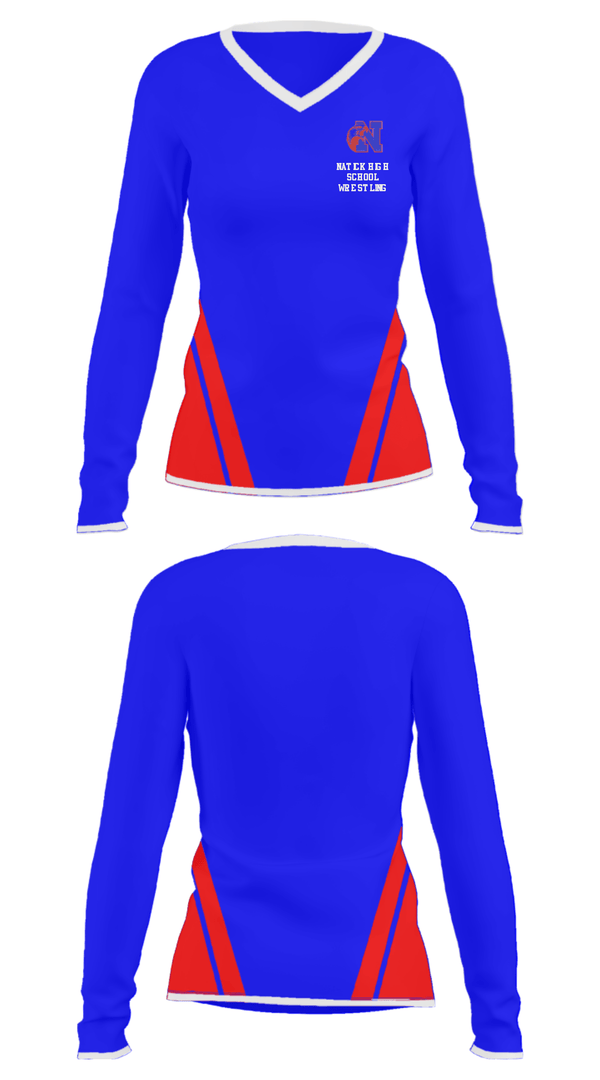 Women's Long Sleeve Vneck Shirt, Natick High School Wrestling, Wrestling, Teamtime, Team time, sublimation, custom sports apparel, team uniforms, spirit wear, spiritwear, sports uniforms, custom shirts, team store, custom team store, fundraiser sports, apparel fundraiser