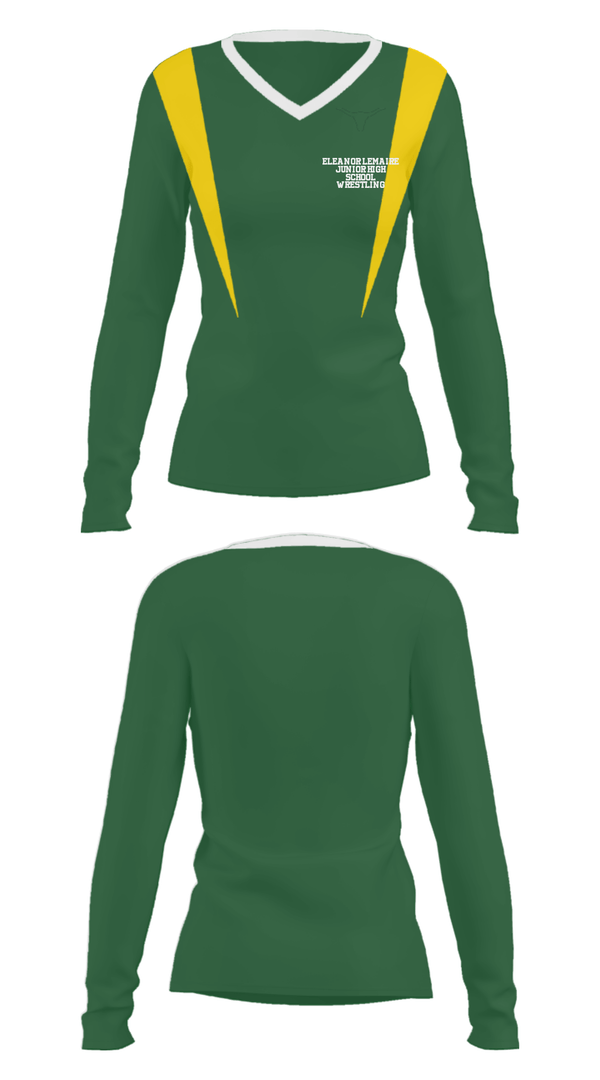 Women's Long Sleeve Vneck Shirt, Eleanor Lemaire Junior High School Wrestling, Wrestling, Teamtime, Team time, sublimation, custom sports apparel, team uniforms, spirit wear, spiritwear, sports uniforms, custom shirts, team store, custom team store, fundraiser sports, apparel fundraiser