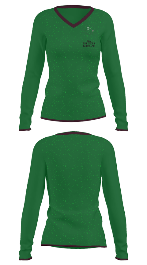 Women's Long Sleeve Vneck Shirt, M&J GREENERY LANDSCAPE, , Teamtime, Team time, sublimation, custom sports apparel, team uniforms, spirit wear, spiritwear, sports uniforms, custom shirts, team store, custom team store, fundraiser sports, apparel fundraiser